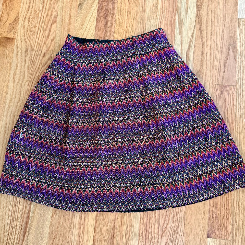 Francesca’s Anabella Multicolor Zigzag Patterned Women's Skirt